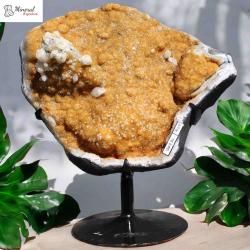 Citrínová drúza s křišťálovými vzrostlicemi na stojánku 19 Kg - extra kvalita