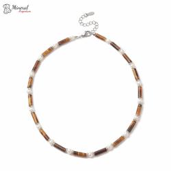 Náhrdelník z Tygřího oka a Říčních perel